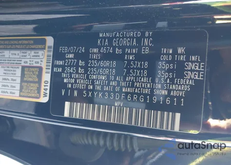 2024 Kia Sportage Ex из США, поврежденный, VIN 5XYK33DF6RG191611